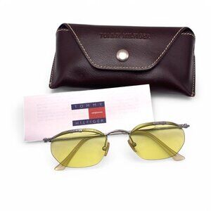 Tommy Hilfiger Sunglasses 5101 Yellow Tinted Lenses Leather Case Made In Italy